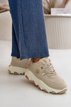 Ocieplane Buty Sportowe Damskie Sznurowane Na Platformie Beżowe Bialoa