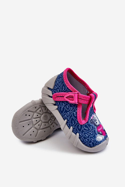 Buty Papcie Befado Miś 110P469 Granatowo-Różowe