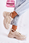 Damskie Zamszowe Buty Sportowe Sneakersy Jasnobeżowe Britany