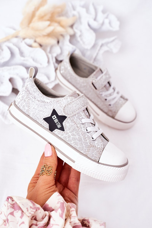 Dziecięce Trampki Na Rzep BIG STAR HH374025 Srebrne
