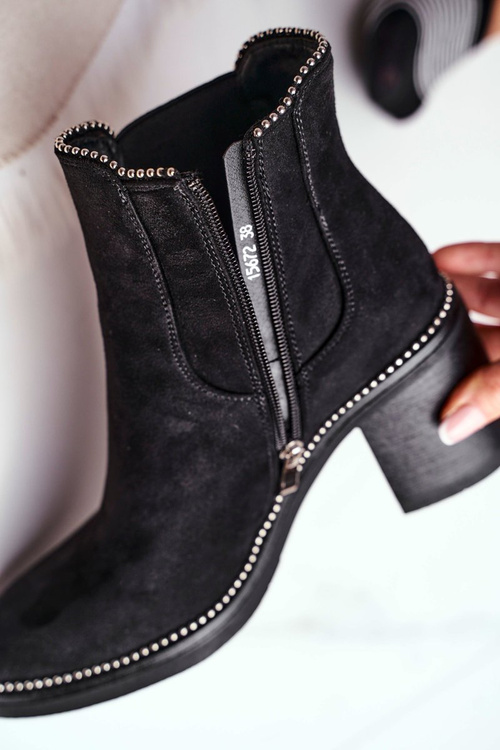 Botki Damskie Na Obcasie Czarne Let Me