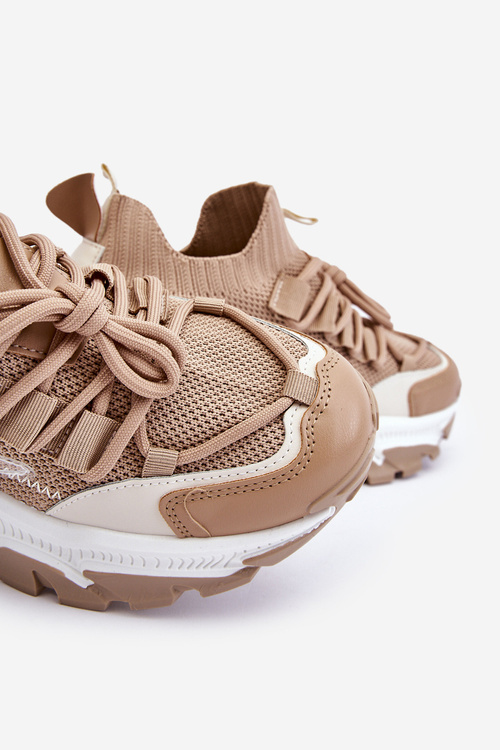 Damskie Sneakersy Skarpetkowe Wsuwane Ciemnobeżowe Keaton