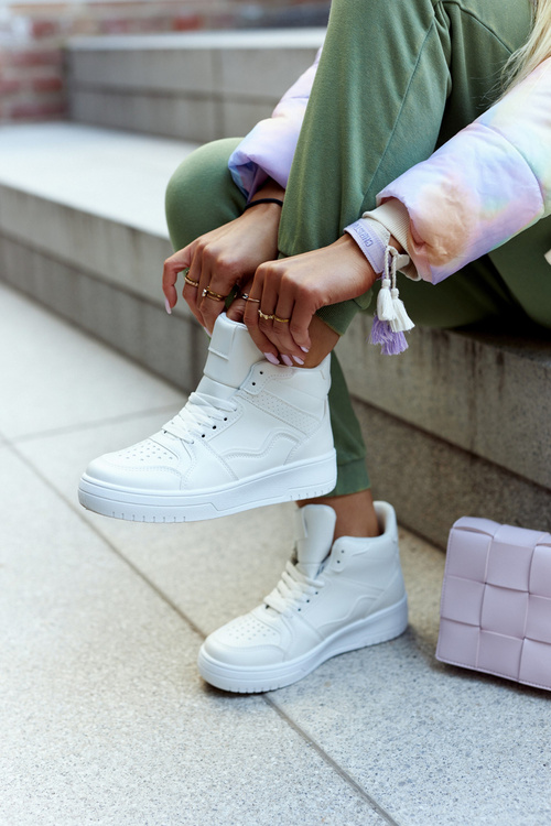 Wysokie Damskie Buty Sportowe Białe Megithoe