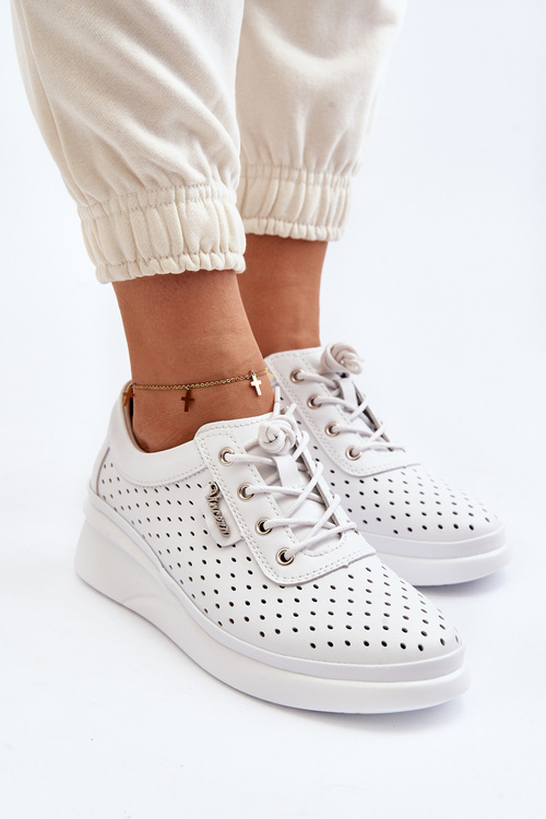 Damskie Skórzane Trampki Sportowe Buty Białe Brumia