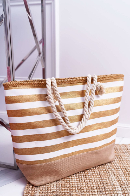 Duża Plażowa Torebka Shopper Złota