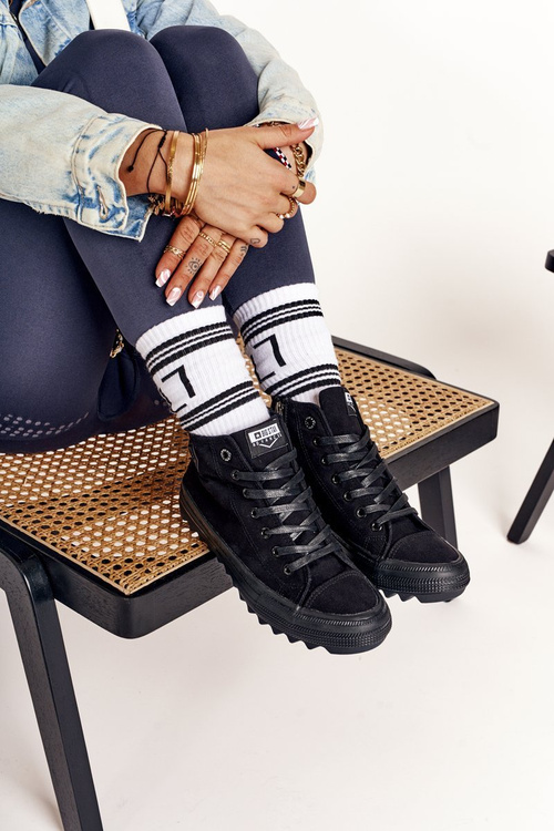 Damskie Wysokie Trampki Na Dużej Podeszwie BIG STAR FF274244 Czarne