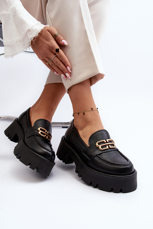 Zazoo 20164 Damskie Loafersy Ze Skóry Naturalnej Czarne