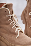 Zamszowe Ocieplane Botki Sznurowane Beżowe Lemar Elisabeth