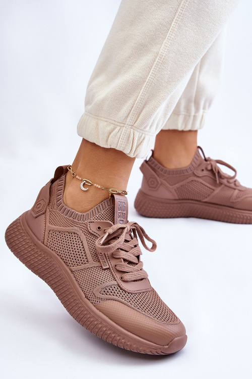 Damskie Wygodne Sneakersy Memory Foam System Big Star LL274416 Jasnobrązowe