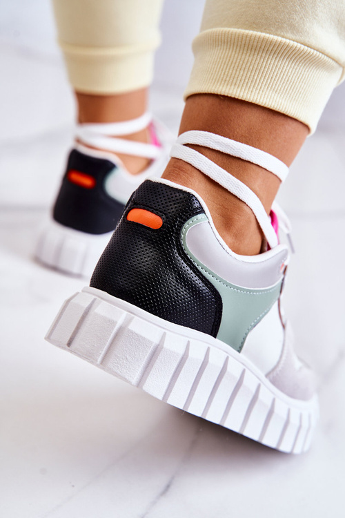 Damskie Skórzane Buty Sportowe Biało-Szare Florentine