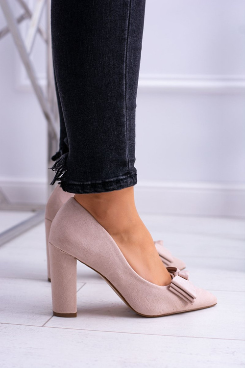 Damskie Czółenka W Szpic Beżowe Sandy