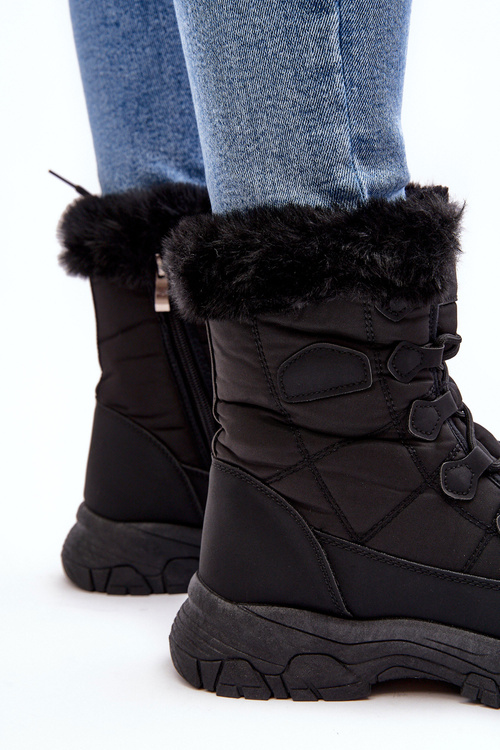 Damskie Śniegowce Z Futerkiem Na Suwak Czarne Vittora