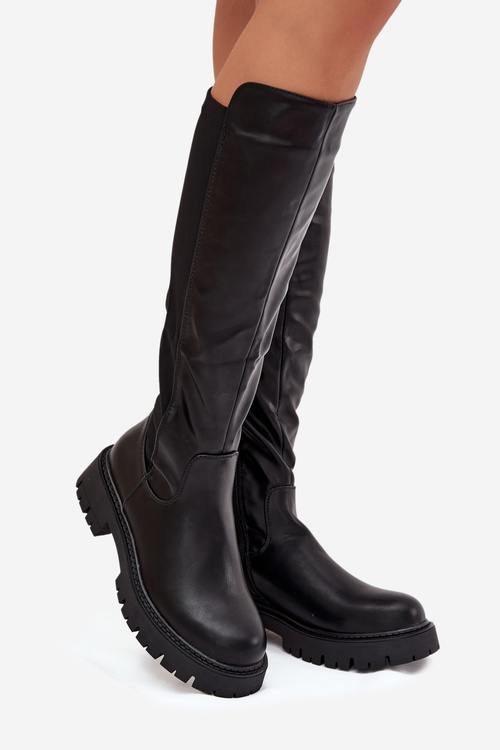 Ocieplane Kozaki Damskie Na Zamek Czarne Harlina