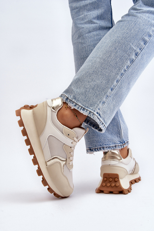 Sneakersy Buty Sportowe Damskie Beżowe Ralita