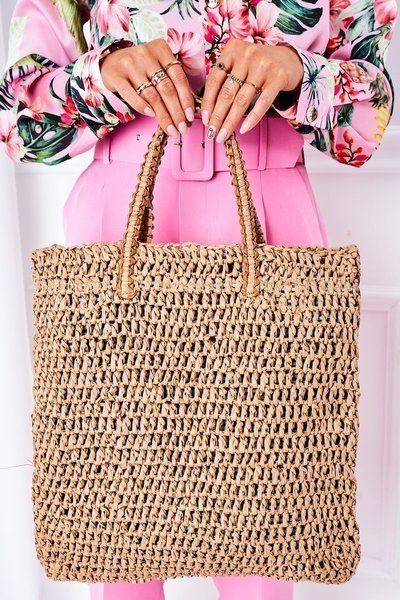 Pleciona Torebka Shopper BRUNO ROSSI Camel