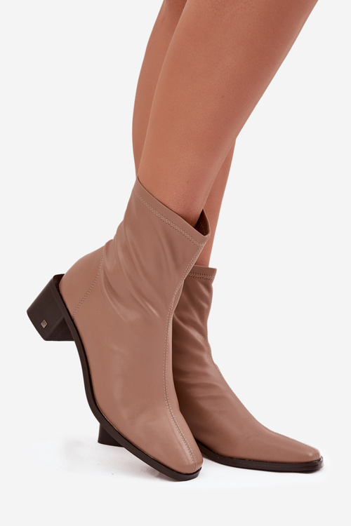 Damskie Botki Na Obcasie Vinceza 23-10791 Beżowe