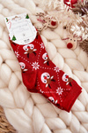 Damskie Świąteczne Skarpetki Błyszczące Renifery Czerwone