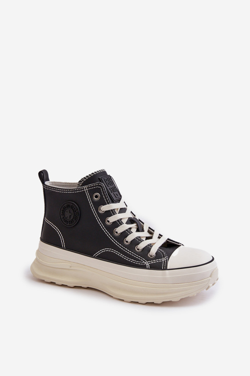 Trampki Damskie Na Platformie Eko Skórzane Big Star OO274063 Czarne