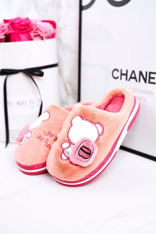 Dziecięce Klapki Papcie Z Misiem Różowe Go To School