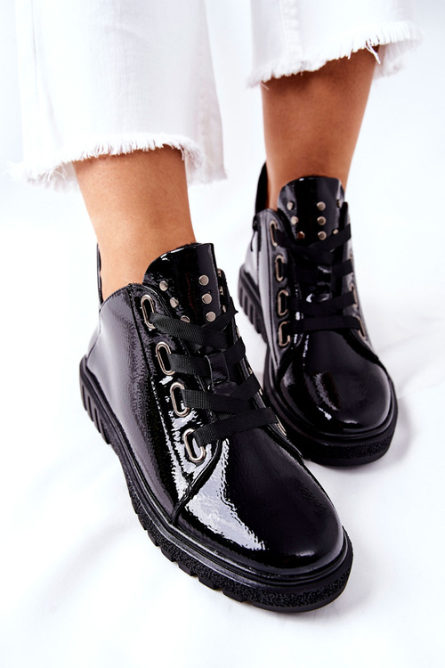 Lakierowane Półbuty Sergio Leone PB210 Czarne