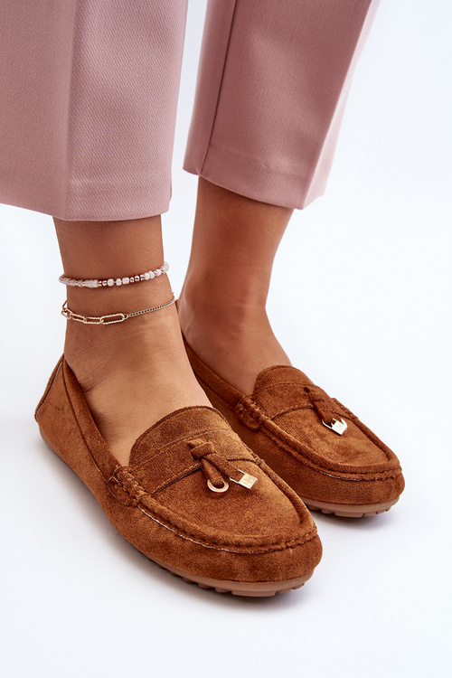 Damskie Zamszowe Klasyczne Mokasyny Camel Ontala