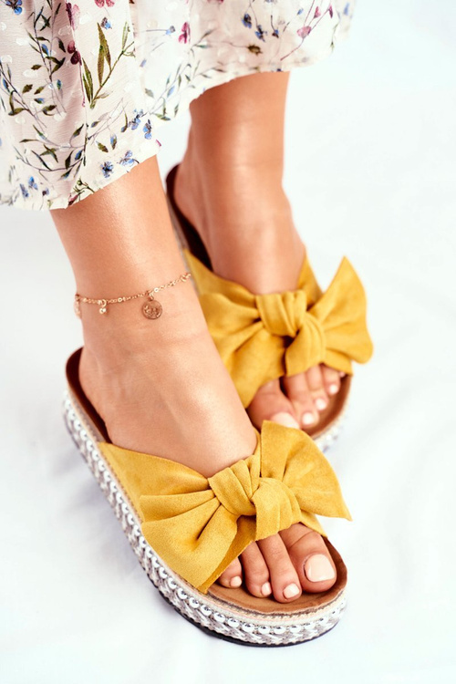 Damskie Klapki Wysokie Żółte Mortigo