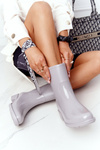 Błyszczące Kalosze Sztyblety Szare Rainy Day