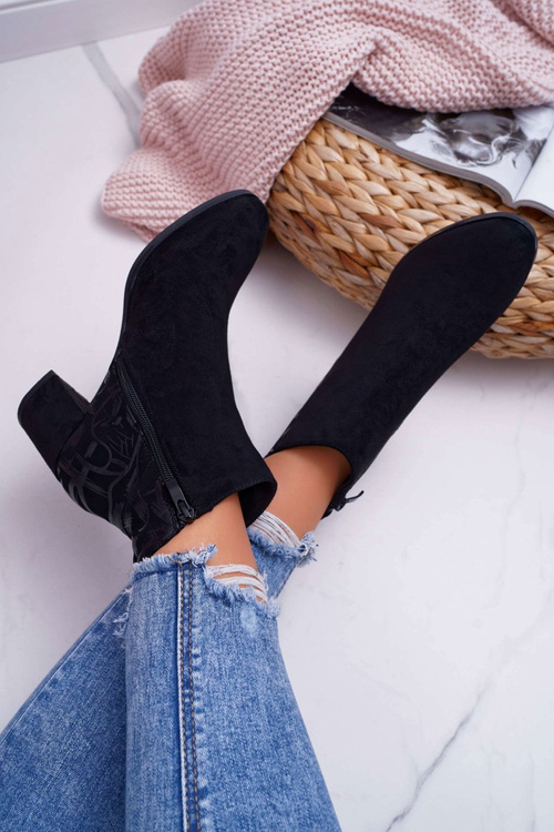 Botki Damskie Na Słupku Sergio Leone Czarne BT521