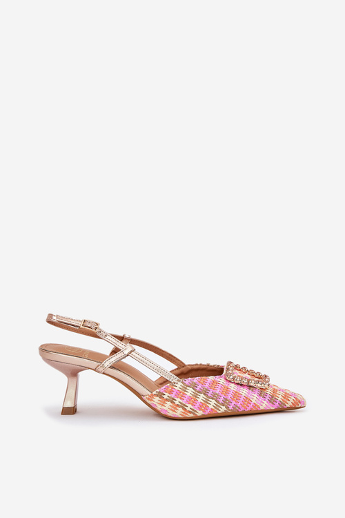 Szpilki Z Ozdobą I Odkrytą Piętą Szampańskie Teminora