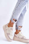 Damskie Buty Sportowe Na Wysokiej Platformie Jasnobeżowe Bexley