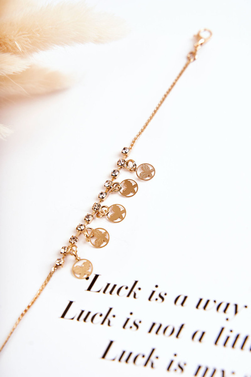 Damska Regulowana Bransoletka Z Cyrkoniami Motyle Złota