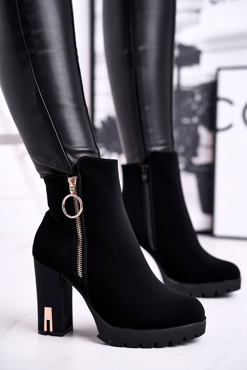 Botki Damskie Na Słupku Czarne Yris