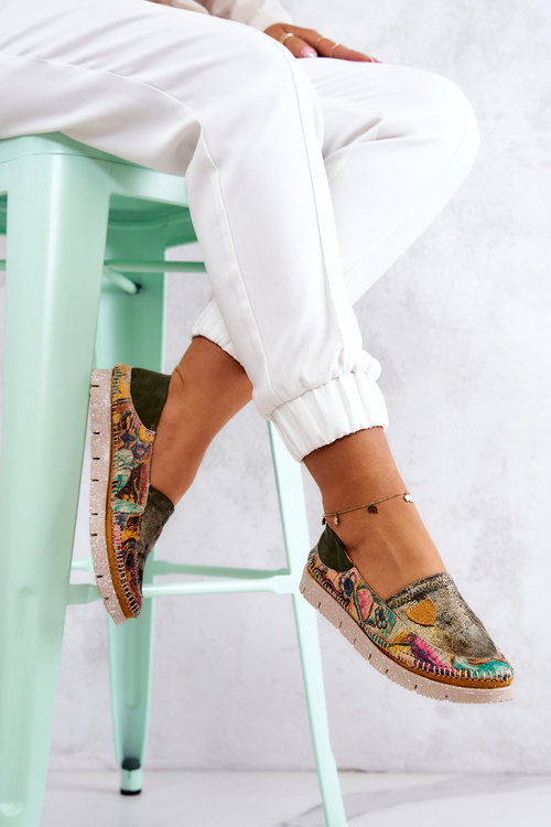 Damskie Skórzane Mokasyny Maciejka 05434-09 Zielone