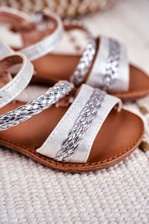 Dziecięce Sandały Srebrne Kremo