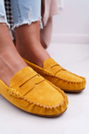 Mokasyny Damskie Żółte Zamszowe Bolero