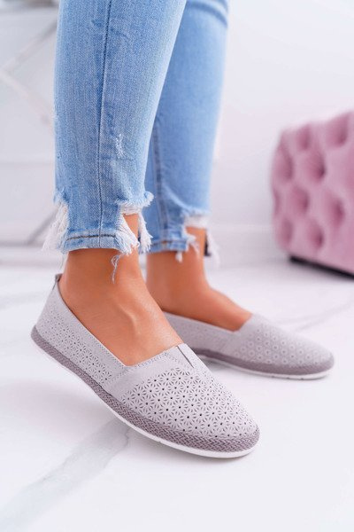 Espadryle Damskie Skóra Zamsz Szare Bimbo