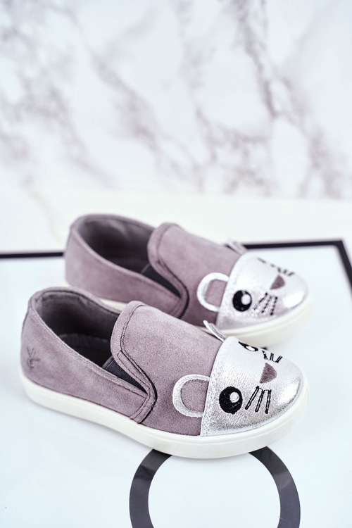 Trampki Dziecięce Wsuwane Z Myszką Szare Candys