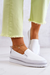 Damskie Skórzane Tenisówki Slip-On S.Barski Białe
