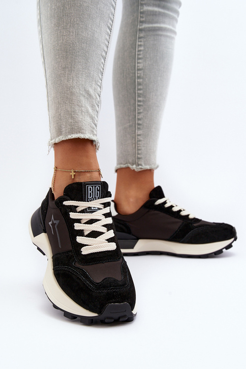Sneakersy Damskie Skórzane Big Star NN274963 Czarne