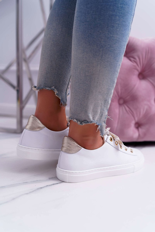 Damskie Trampki Skórzane Białe Viss