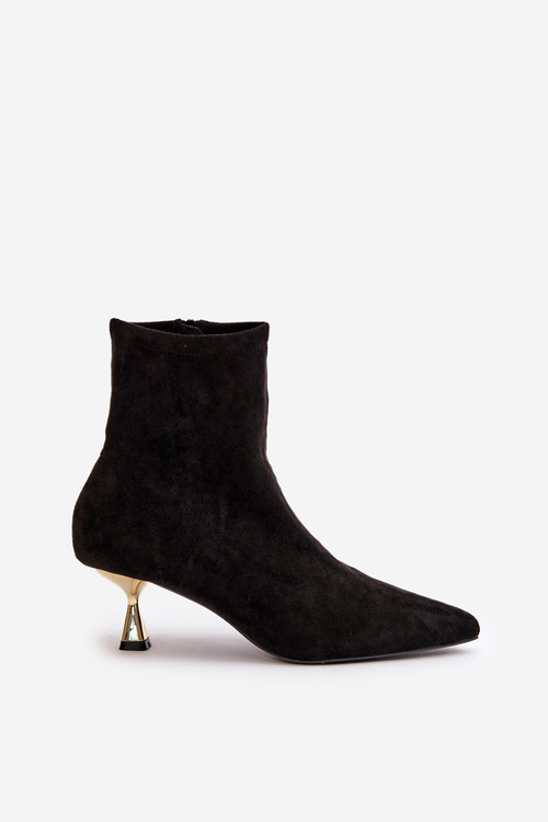 Botki Damskie Na Szpilce Eko Zamszowe Z Noskami W Szpic Czarne Irithare