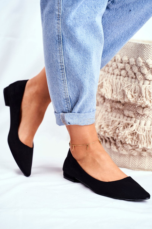 Baleriny Damskie W Szpic Zamszowe Czarne Westley