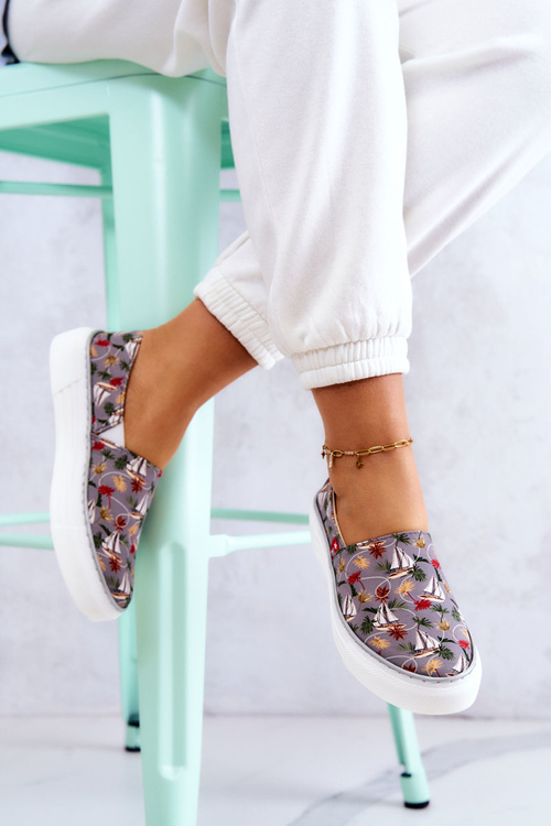 Damskie Tenisówki Slip On Memory Foam Big Star JJ276015 Szare