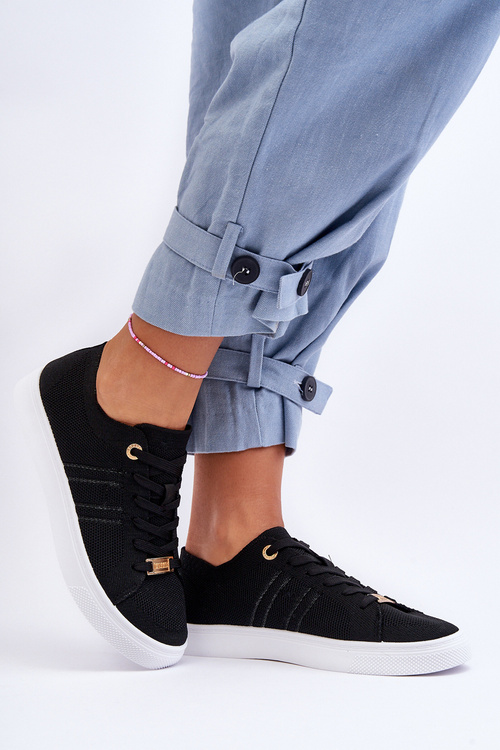 Damskie Sznurowane Trampki Czarne Etna