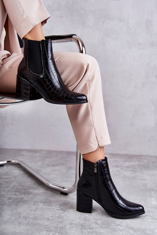 Wężowe Skórzane Botki La.Fi 260038B-XC Czarne