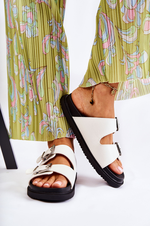 Klasyczne Wsuwane Klapki Damskie Białe Weston