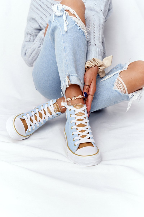 Damskie Wysokie Trampki Big Star HH274449 Niebieskie