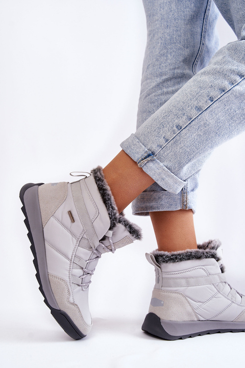 Damskie Ocieplane Śniegowce Cross Jeans KK2R4015C Szare