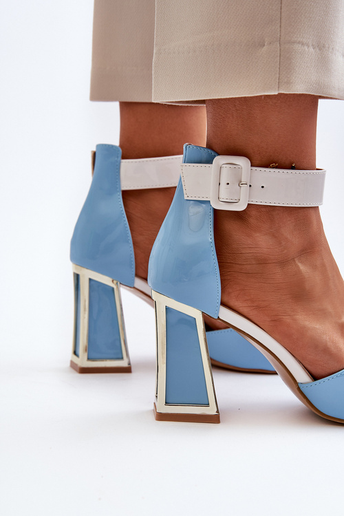 Lakierowane Sandały Na Słupku Niebieskie Adrianu