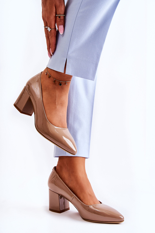 Lakierowane Czółenka Sergio Leone PB411 Brązowe